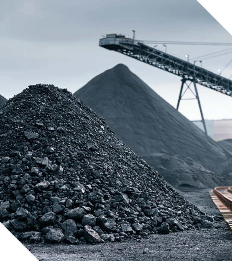 Processed coal on a conveyor